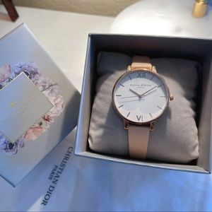 Olivia Burton White Dial Watch, rose gold and pink